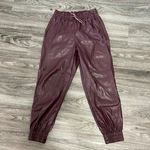 Burgundy faux leather Sachs joggers
